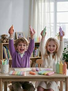 4/5/6 Colors/Set Cute Mini Bear Fluorescent Highlighter Pens, Pastel Chisel Tip Markers, School & Kindergarten Writing Supplies - Multicolor - View 4