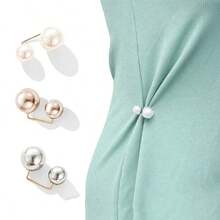 3/6/12/15Pcs Faux Pearl Waist Buckle, Jeans Waist Adjuster, Skirt/Clothing Waist Buckle, Collar Anti-Exposure Button - Multicolor - View 6