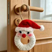 1PC Mini Fuzzy Wreath Hanging Ornament Set, With Pine Cone And Bow Handmade Circular Pendant, Plush Twist Wire Craft Decoration, Rope Hanging Holiday Accessory, Aesthetic Small Ornament, Perfect Holiday Gift For Craft Enthusiasts, Decor Lovers And Jewelry Collectors - Multicolor - View 16