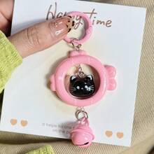1pc Hollow Fish Ring With Rotating Black Cat Inside, Matching Bell, Girly Style, Best Friend / Couple Small Gift, Backpack / Bag Charm, Birthday Gift, Children's Toy, Holiday Gift, Perfect Gift, Gift, Toy - Multicolor - View 7