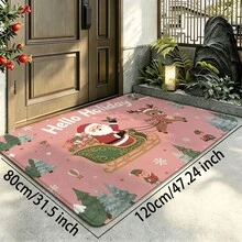 1pc Christmas Santa Claus & Reindeer Print Floor Mat, Non-Slip Durable, Easy To Clean, Multiple Sizes Available, Suitable For Entryway, Hallway, Bedroom, Bathroom, Living Room, Corridor, Balcony, Holiday Decoration Mat - Multicolor - View 12