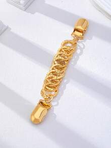 1件金色鏈條襯衫收腰夾，女性金屬腰部收緊夾，洋裝開襟衫披肩夾，衣物收腰鏈條配件 - 金色 - 查看 4