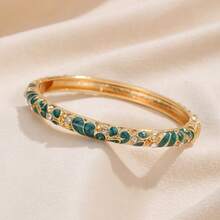 1pc Fashion Vintage Style 18K Floral Pattern Enamel Bracelet, Suitable For Girls And Women's Jewelry Accessories - Multi-colored Bracelet - View 32