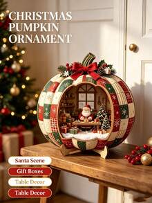 Freestanding Wooden Round Tabletop Decor, Rustic Christmas Themed Print, Round, With Sturdy Base, Indoor Home Desktop Decoration, Christmas Winter Party Holiday Gift - A - View 1
