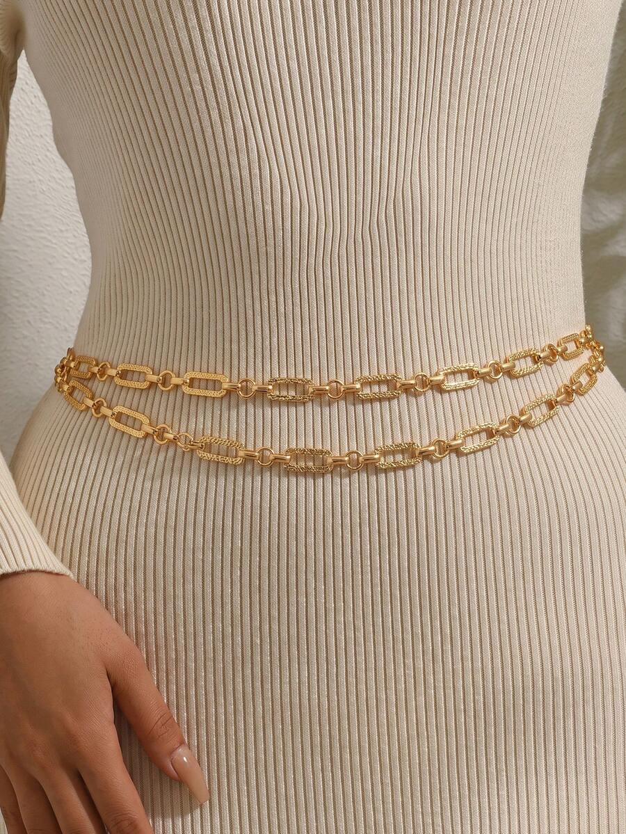 1pc Minimalist Geometric Rhombus Metal Multi-Layer Chain Body Chain ...