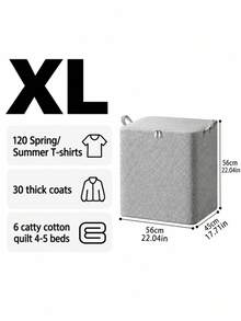 1pc Grey Large Capacity Storage Bag, Clothing Storage Bag, Miscellaneous Storage Bag, Dual-Way Alloy Zipper, Sturdy Handle, Soft Fabric, Precision Zipper, Suitable For Home Miscellaneous Storage, Clothing Organization, Seasonal Bedding Storage - Grey - View 9