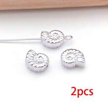 2pcs Ocean Theme Brass Metal Spacer Beads Starfish Conch Mermaid Tail Charms For DIY Bracelet Necklace Jewelry Making Craft Accessories - Multicolor - View 7
