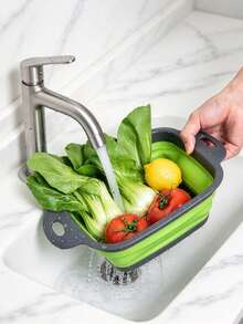 1pc/2pcs Large And Small Collapsible Strainer Basket, Foldable Space-Saving Design, Quick And Convenient Deployment, Suitable For Kitchen And Restaurant Vegetable And Fruit Washing, Fast Draining - 1pc Small + 1pc Large - Square/Blue - View 9