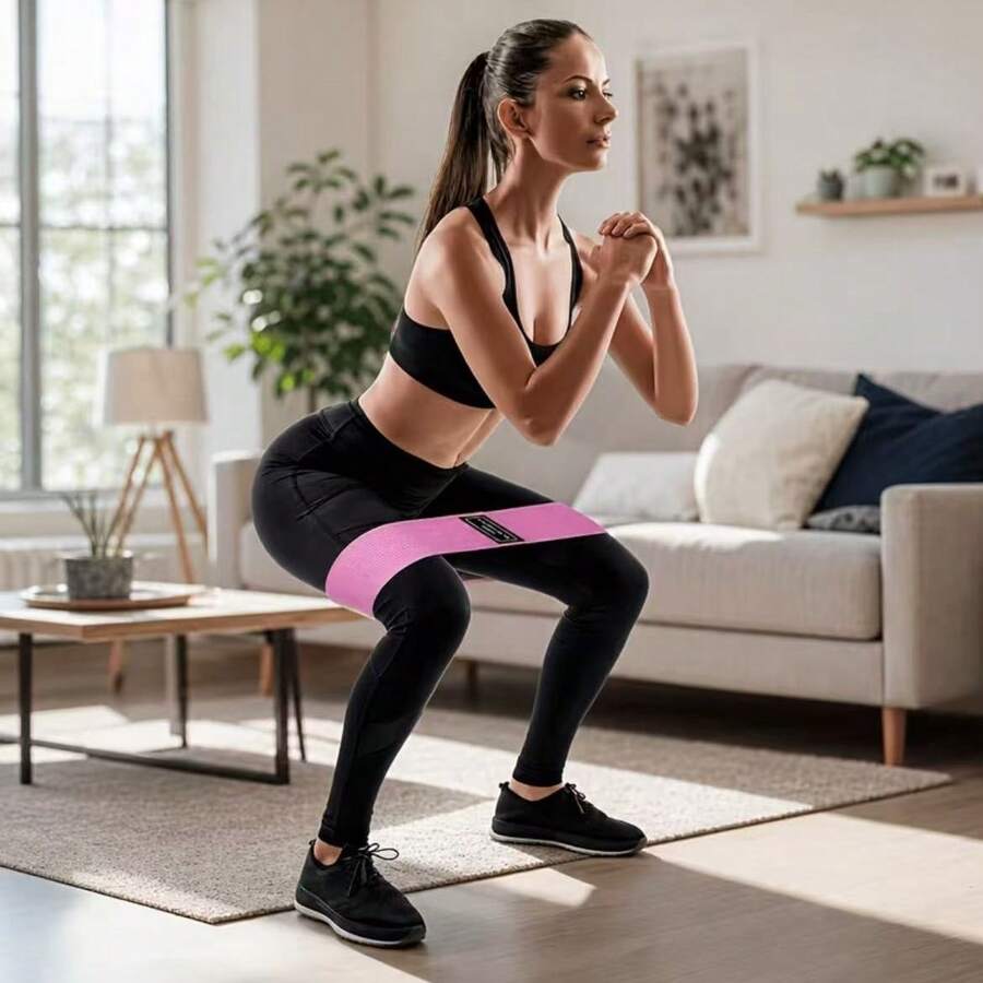 1pc Random Color Knitted Hip Resistance Band Set, Leg Strength Training Yoga Pilates Accessory, Home Fitness Equipment - A - View 1