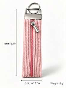 1pc Corduroy Fabric Keychain Pendant, Integrated Ring Design, Portable Storage Bag, Coin Purse Pendant, Car Key, Suitable As Women's Gift - Multicolor - View 6