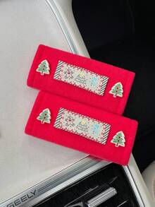 Christmas - 2PCS Christmas Tree, Snowman, Gingerbread Man Fabric Patch Christmas Tree Button Decoration Car Door Handle Decoration Pad Protective Cover - Random Styles - View 10