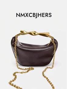 New Soft Metal Handle Mini Crossbody Bag Handbag For Women - Burgundy - View 1
