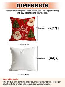 1pc Christmas Theme Plush Pillowcase (Insert Not Included) - Holiday Home Decor, Featuring Santa Claus, Christmas Tree And Gift Box Patterns, Suitable For Sofa, Bench, Living Room And Bedroom; Made Of Soft Fabric With Hidden Zipper Design; Suitable For All Seasons And Machine Washable. - Multicolor - View 3