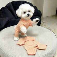 1pc Cute Pet Jumpsuit, Autumn/Winter Orange Striped Cat & Dog T-Shirt, Soft & Comfortable Pet Clothes, Suitable For Teddy Poodle And Other Small To Medium Pets - Orange - View 6