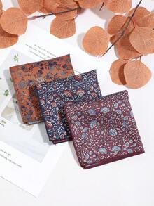 1PC Men's Fashion Exquisite Versatile Plant Vine Leaf Pattern Pocket Square Handkerchief Square Scarf Suit Pocket Square Suitable For Daily Business Party Banquet Hosting Matching - Multicolor - View 4