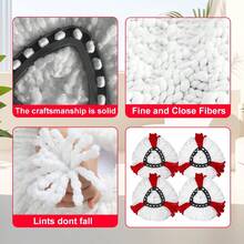Spin Mop Replacement Head, Microfiber Mop Refills Head, 360 Degree Micro Spinning Mop Replace Head For Easy House Cleaning Floor Mopping, Household Floor Cleaning Supplies - Red and White - View 6