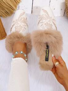 Women's Winter Warm Contrast Color Chinese Style Fashion Fabric Embroidered Slippers For Outdoor, Home, Party, Office, Autumn/Winter - White - View 8