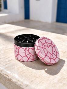 1PC Pink Heart Spider Web Pattern 50MM 4-Layer Grinder, Girly Cartoon Zinc Alloy Grinder, Highly Attractive Portable Metal Herb Grinder, Smoking Accessories - View 1