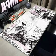Gothic Dark Anime Girl PU Leather Desk Mat, Large Waterproof Anti-Slip Mouse Pad, Vintage Cross Sketch Pattern Table Protector, Aesthetic Japan Manga Keyboard Mouse Mat For Gaming Study Desktop Decor - View 5