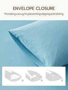 HONEY MOON 2pcs Ultra Soft Solid Color Pillowcases, Soft & Breathable, Envelope Closure, Wrinkle-Resistant, No Filling - Suitable For T/F/Q/K Size Home And Dorm, Blue - Blue - View 5