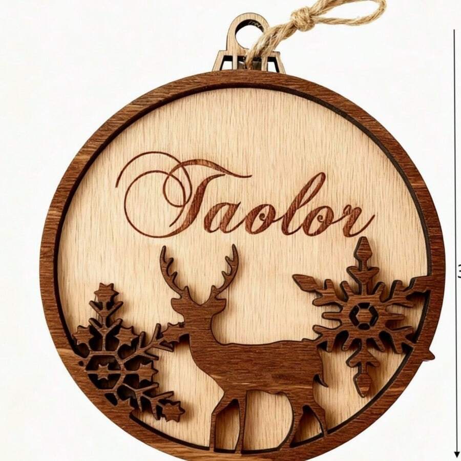 Creative Wooden Snowflake Hook Pendant, Wooden Handmade Craft, Christmas Holiday Home Decor - A - View 1
