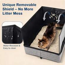 1pc Foldable Waterproof Fabric Cat Litter Box Portable Travel Cat Litter Carrier Bag For Outdoor Trips - Multicolor - View 7