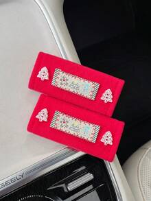 Christmas - 2PCS Christmas Tree, Snowman, Gingerbread Man Fabric Patch Christmas Tree Button Decoration Car Door Handle Decoration Pad Protective Cover - Random Styles - View 11