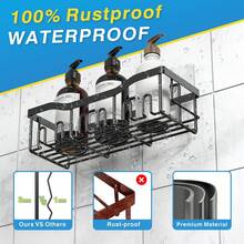 Adhesive Shower Caddy, 5pcs Rust-Proof Stainless Steel Bathroom Storage Rack, Large Capacity, No Drilling Required, Suitable For Bathroom Storage And Home Decor - Gold - View 5