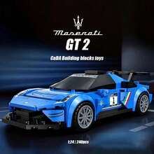 CaDA C55031-- GT2 Racing Car Building Block Model, 1:24 Scale, 240 Pieces, Adult Collectible Building Toy, Blue Track Edition - Blue - View 3