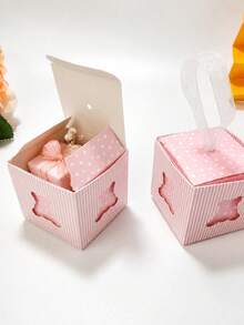 10pcs Pink Teddy Bear Pattern Mimi Party Favor Boxes, Gift Packaging Boxes For Birthday, 1st Birthday, Baby Shower Party - Baby Pink - View 5