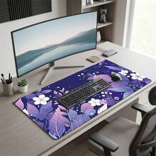 Purple Floral Pattern Gaming Mouse Pad, Non-Slip Rubber Desk Mat, Smooth Glide Surface, Suitable For Computer Laptop Office Home, Elegant Abstract Art Decor, Back To School Supplies - B - View 6