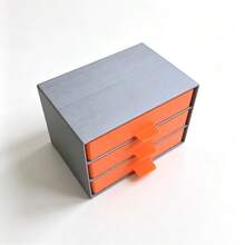 3-Layer 3D Printed Desk Drawer Organizer, With 1/2/4 Compartments, Suitable For Jewelry, Small Items, Office Supplies And Other Items Storage, A Mini Desktop Organizer, Suitable For Home And Office Scenarios. - Silver + Orange - View 7