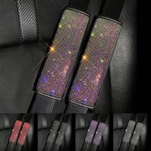 2pcs Car Seat Belt Shoulder Pads, Sparkling Rhinestone Seat Belt Covers, Suitable For All Car Models, Car Accessories - A - View 1