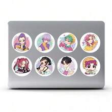 KPop Demon Hunters 2000pcs K-POP Theme Round Roll Stickers, Anime Character Illustration Material, Thin Backing Paper With Smooth Peeling, Non-Residue Adhesive, Suitable For Planner Layout, Water Bottle & Computer Decoration, Gift Sealing, Card Decoration, Storage Box DIY, Rounded Contour Fits Various Scenes, Art Style With Atmospheric Vibe, Creative Handmade Stationery Accessories, Unlock Diverse Decoration Ideas, Decorate Personal Items To Highlight Aesthetic - Multicolor - View 4