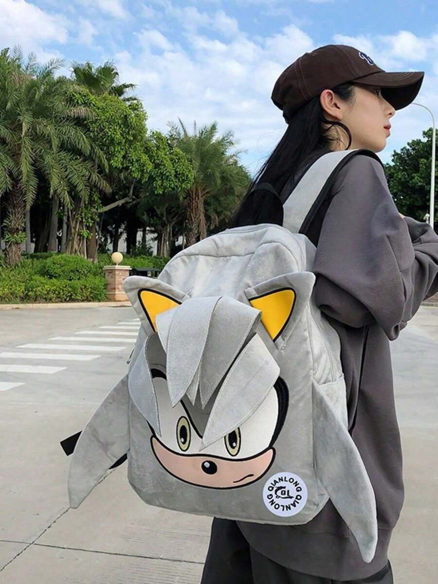 Hasbro Grey Sonic The Hedgehog Fashion Unisex Student Backpack Anime Hedgehog Mouse Shoulder Bag Couple Backpack - Style Random - View 1
