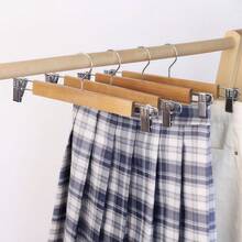 1/5pcs Wooden Pants Hanger Clips For Skirts, Home Wardrobe No-Mark, Hotel Clothing Store Hanger Pants Rack Wooden Clips, Wooden Clothes Rack Pants Hanger Solid Wood Hanger, Solid Wood No-Mark Movable Clip Pants Rack, Adult Pants Clips Skirt Rack Skirt Clips Clothing Store Storage Organizer Clips - View 2