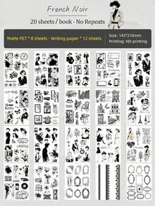 DanSoul 20 Sheets Large Size Vintage Elegant Theme Planner Stickers Book, Pre-Cut Matte PET Creative Planner Supplies, Suitable For Scrapbooking Stationery Notebook Sticker Decoration DIY Collage Gift - Journaling Supplies - View 13
