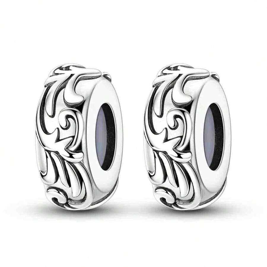 2Pcs/Set Vintage Scrollwork Arabesque Silicone Spacer Beads, Basic Charm Beads Fit For Bracelet Necklace DIY Jewelry Making Accessories - C2216+C2216 - View 1