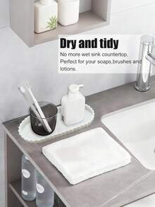 1 buah / 2 buah Baki Organizer Silikon Marmer Putih, Set Baki Dekoratif untuk Meja Kamar Mandi, Perhiasan, Parfum, Riasan, dan Perlengkapan Mandi - View 5