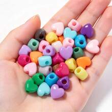 100pcs/Pack Acrylic Colorful Heart Large Hole Beads, Suitable For Phone Chain, Bracelet, Beaded Accessories - Multicolor - View 3