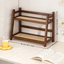 Vintage Wooden Desktop Organizer, Vertical Storage Rack, Painted Material, Retro Texture, Durable Wood, Space-Saving Design, Suitable For Coffee Table To Hold Cups And Coffee Beans - Multicolor - View 8