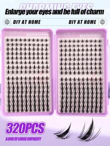 320pcs Eyelash Clusters, Fluffy Soft Faux Mink Hair Clusters, Mixed Length DIY Eyelash Extensions, Reusable Individual False Eyelashes, Christmas Girls Gift, Christmas Holiday Charming Makeup - C - View 4