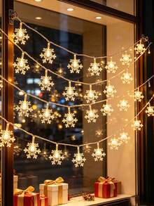 1pc 1.5/3/6M Battery Powered LED Christmas Snowflake String Lights, Christmas Tree Home Party Fireplace Bedroom Holiday Decor Lights, Christmas String Lights, Christmas Snowflake LED Fairy Lights, Xmas Tree Decor Lights, Xmas Gifts - Transparent Snowflakes - View 12