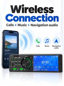 4.1 Inch Touchscreen Car Radio With Wired Android Auto, CarPlay, Bluetooth, FM, USB, Mirrorlink, 7-Color Lighting Car Audio System - MP5 - View 4