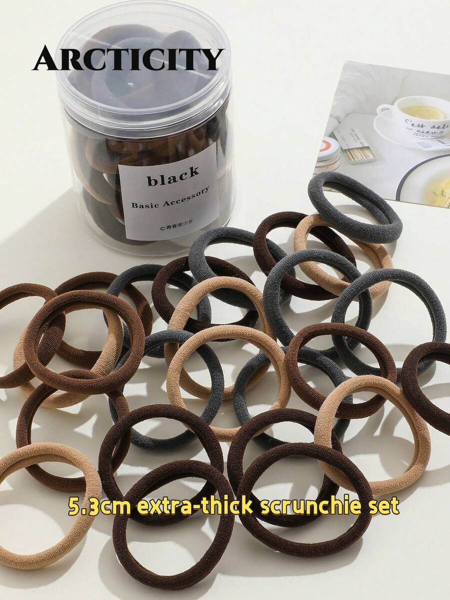 Arcticity 20/200pcs Large 5.3cm Simple Basic Hair Ties, Women's Universal Elastic Hair Bands, Suitable For Daily Styling - Multicolor - View 1