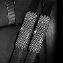 2pcs Car Seat Belt Shoulder Pads, Sparkling Rhinestone Seat Belt Covers, Suitable For All Car Models, Car Accessories - A - View 13