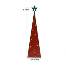 Wooden Christmas Tree Tabletop Decor Set, Polka Dot Triangle Tree Figurines With Star Topper, Freestanding Rustic Wood Christmas Ornaments For Mantel Shelf Table Holiday Decoration - View 11