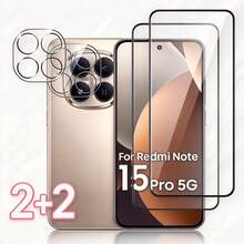 4pcs Set, Compatible With Redmi Note 13 Pro+/14 Pro/14 Pro 4G/14 Pro 5G/14 Pro+/15 4G/15 5G/15 Pro 4G/15 Pro 5G/15 Pro+/14 4G/14 5G/15 Pro/15 Pro+/13C/14C/15C/A5/15/A7 Pro, 2pcs High Definition Tempered Glass Screen Protector + 2pcs High Definition Transparent Tempered Glass Lens Protector, Full Coverage Tempered Glass Screen Protector With Edge Adhesive, Scratch-Resistant Film, Phone Protection, High Clarity, Smooth Surface, Shatter-Resistant Material, Durable Glass, Phone Screen Shield - Clear - View 2