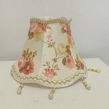 Vintage Pastoral Floral Fabric Lamp Shade, Pink Green Gold With Pearl Tassels, Bell-Shaped Table Lamp Shade For Bedroom Home Decor, Suitable For Various Styles As Table Lamp Shade - Multicolor - View 8