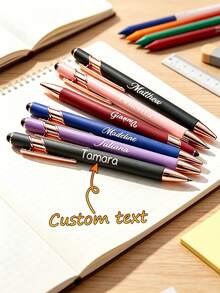 50pcs Customized Text/Logo Luxury Aluminum Barrel Retractable Stylus Striped Ballpoint Pen, Engraved Inspirational Text, Personalized Wedding/Employee/Teacher/Student/Coworker/Halloween Gift, Graduation Gift, Multifunctional Pen - Multicolor/circle Pen - View 13
